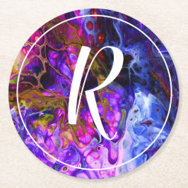 Posavasos Redondo De Papel Monograma Mundial de Fantasía