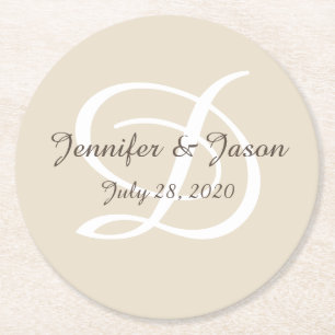 Posavasos Redondo De Papel Monogramado Conjunto de apósitos de papel