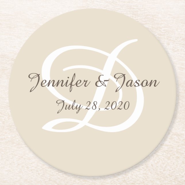 Posavasos Redondo De Papel Monogramado Conjunto de apósitos de papel (Anverso)