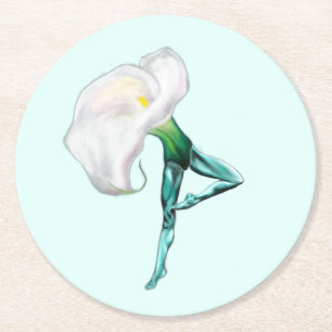 Posavasos Redondo De Papel Monstruo de papel de bailarín Ballerina Calla Lily