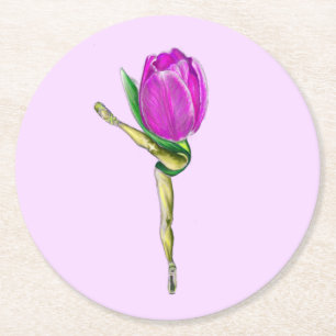 Posavasos Redondo De Papel Monstruo de papel de bailarina de ballet Ballerina