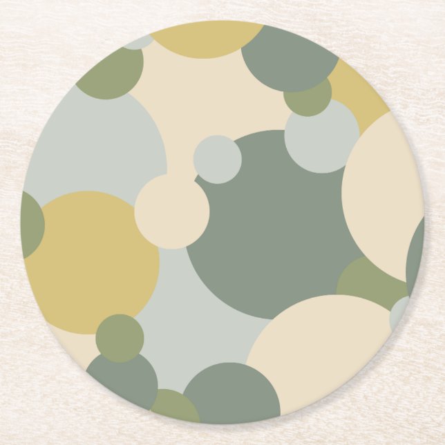 Posavasos Redondo De Papel Monstruo de papel de molécula amarillo verde (Anverso)