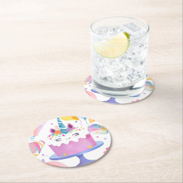 Posavasos Redondo De Papel Monstruo de papel de volante de tarta de unicornio
