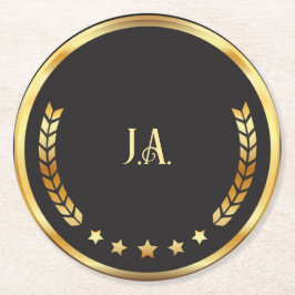 Posavasos Redondo De Papel Monstruo de papel - Elegante negro y oro