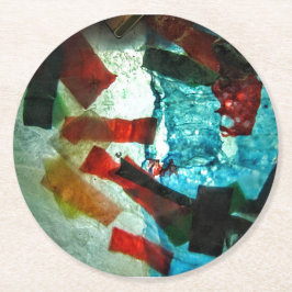 Posavasos Redondo De Papel Monstruo de papel, escayola decorativa azul abstra