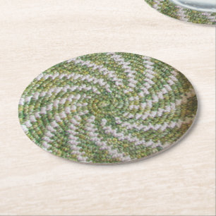 Posavasos Redondo De Papel Monstruo de papel - Espiral blanca crochet sobre v