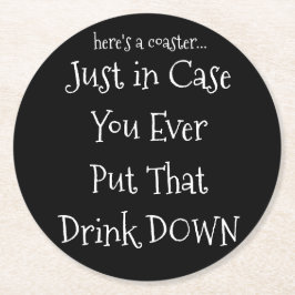 Posavasos Redondo De Papel Monstruo negro y blanco gracioso