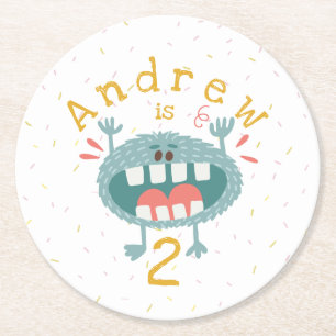 Posavasos Redondo De Papel Monstruo Verde azulado personalizable