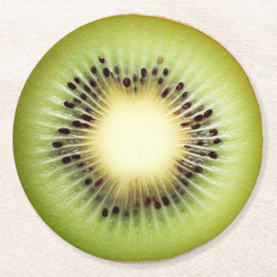Posavasos Redondo De Papel Montaña de bebidas Kiwi Slice ultra realismo