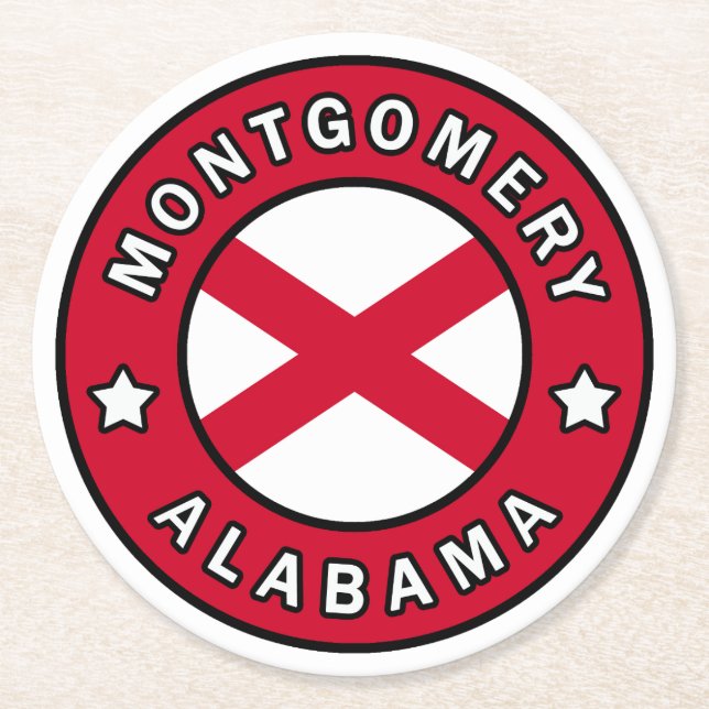 Posavasos Redondo De Papel Montgomery Alabama (Anverso)