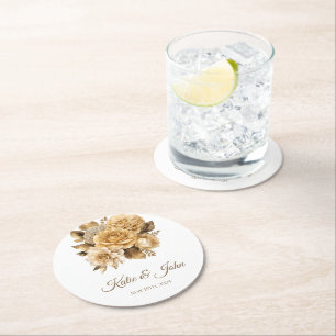 Posavasos Redondo De Papel Montura de papel para croquetas de flores neutra