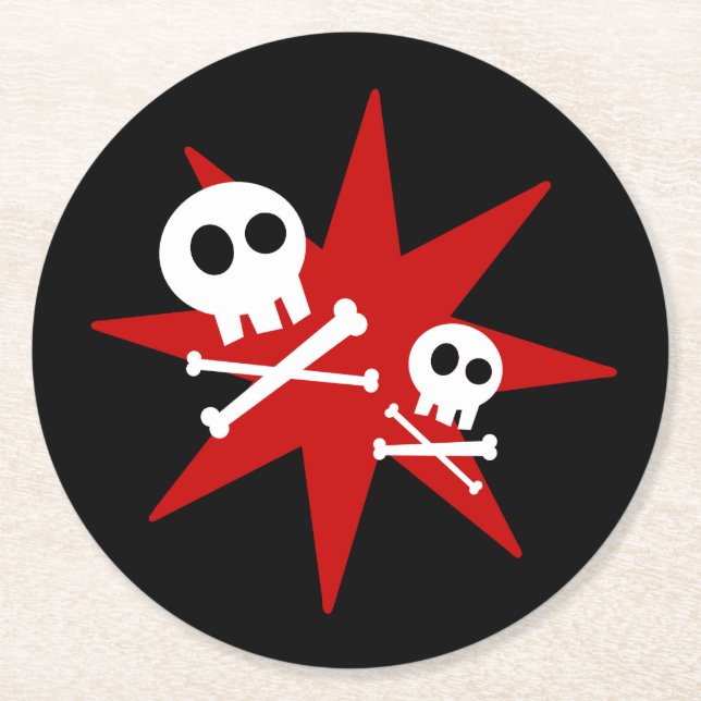 Posavasos Redondo De Papel Montura de papel redondo de cráneo (Anverso)
