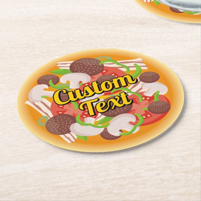 Posavasos Redondo De Papel Montura De Papel Redondo Pizza (En perspectiva)