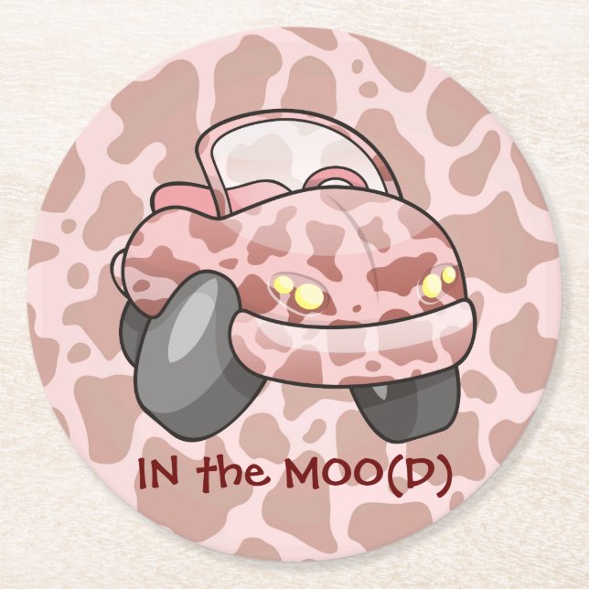 Posavasos Redondo De Papel Moo Car (Anverso)