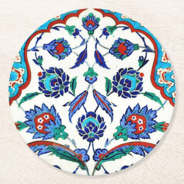 Posavasos Redondo De Papel mosaico iznik (Anverso)