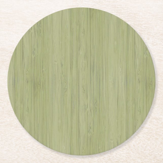 Posavasos Redondo De Papel Moss Green Bamboo Wood Grain Look (Anverso)