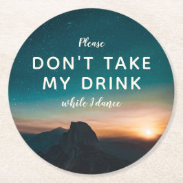 Posavasos Redondo De Papel Mountain Starry Night Sky Sunset Boda Bailando