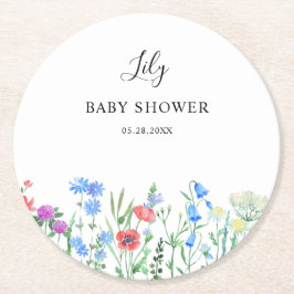 Posavasos Redondo De Papel Multihued Wildflower Baby Shower Celebration
