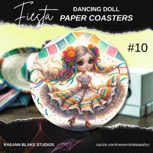 Posavasos Redondo De Papel Muñeca Bailarina de Fiesta (#10) Juegos de Posavas