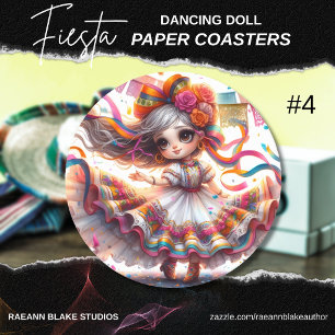 Posavasos Redondo De Papel Muñeca Bailarina de Fiesta (#4) Juegos de Posavaso