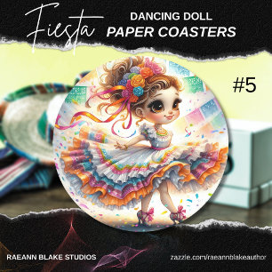 Posavasos Redondo De Papel Muñeca Bailarina de Fiesta (#5) Juegos de Posavaso