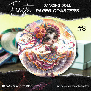 Posavasos Redondo De Papel Muñeca Bailarina de Fiesta (#8) Juegos de Posavaso