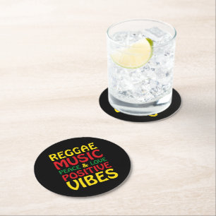 Posavasos Redondo De Papel Música de reggae con dichos positivos