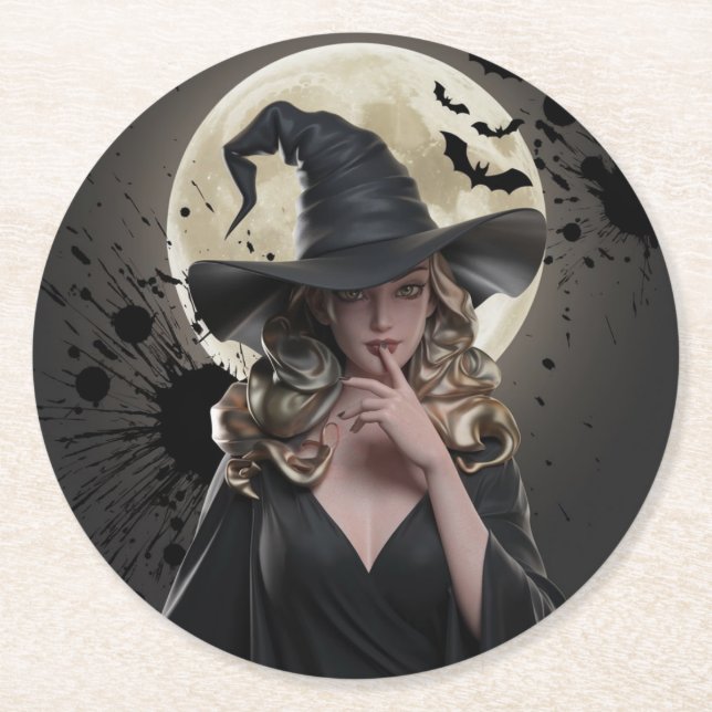 Posavasos Redondo De Papel Mysteria Witch Coaster (Anverso)