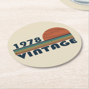 Posavasos Redondo De Papel Nacido en 1978 como regalo de cumpleaños vintage