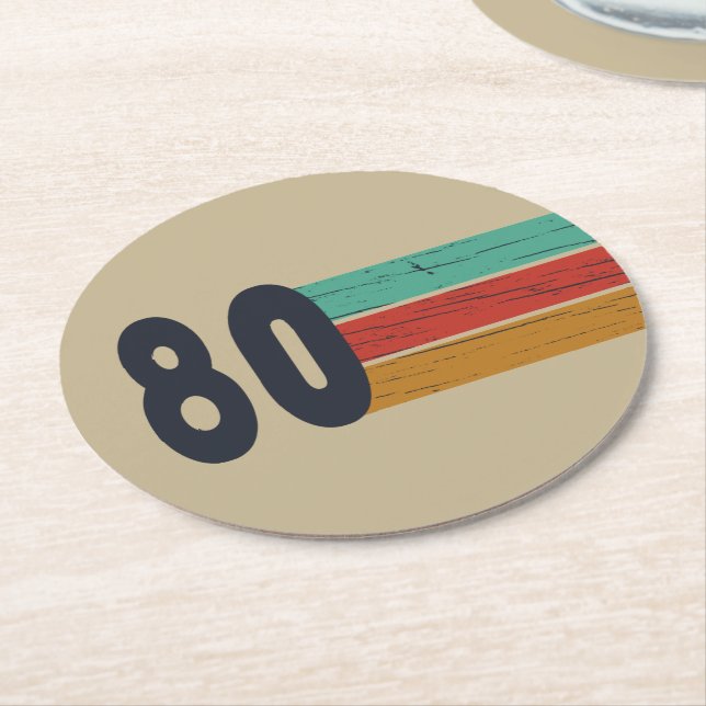 Posavasos Redondo De Papel Nacido en 1980 como regalo de cumpleaños (En perspectiva)