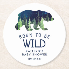 Posavasos Redondo De Papel Nacido para ser salvaje Baby Shower