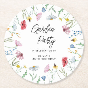 Posavasos Redondo De Papel Nacimiento del Fiesta Garden Wildflowers