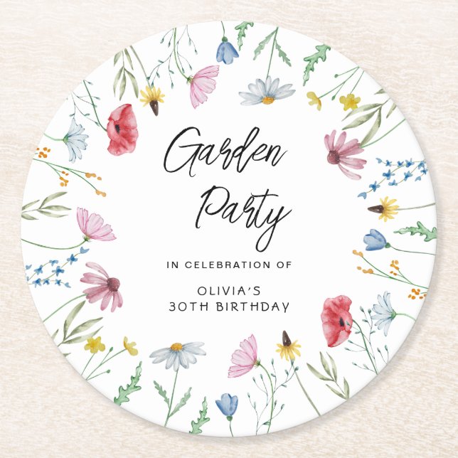 Posavasos Redondo De Papel Nacimiento del Fiesta Garden Wildflowers (Anverso)