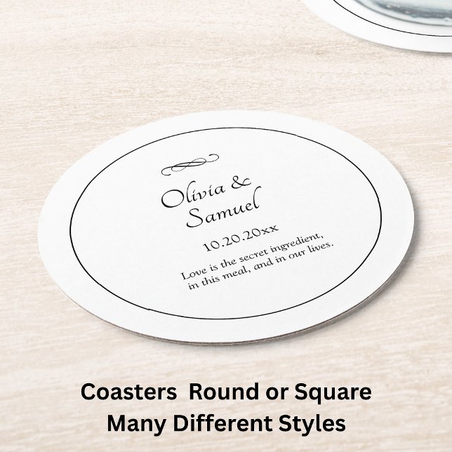 Posavasos Redondo De Papel Names Date Message Black White Infinity Scroll,  (Subido por el creador)