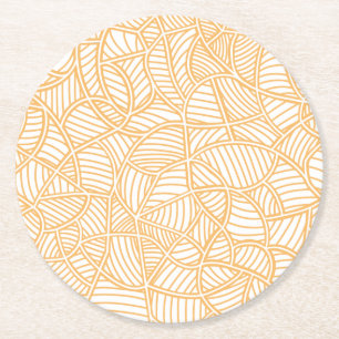 Posavasos Redondo De Papel Naranja aleatorio de hojas de mosaico pálido