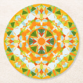 Posavasos Redondo De Papel Naranja brillante Estrella Verde ducha de niño beb