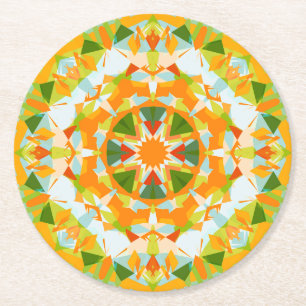 Posavasos Redondo De Papel Naranja brillante Estrella Verde ducha de niño beb