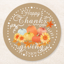 Posavasos Redondo De Papel Naranja de calabaza otoñal