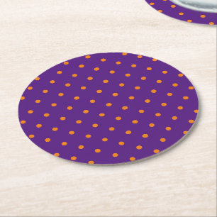 Posavasos Redondo De Papel Naranja de Halloween polka púrpura púrpura no es