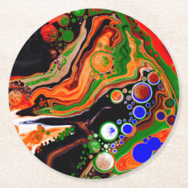 Posavasos Redondo De Papel Naranja personalizado, azul, verde, fluido negro