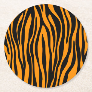 Posavasos Redondo De Papel Naranja Princeton Estampado Cebra
