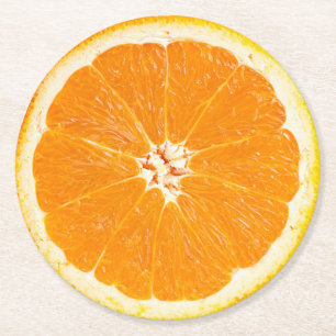 Posavasos Redondo De Papel Naranja Slice