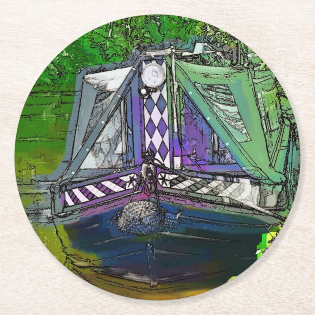 POSAVASOS REDONDO DE PAPEL NARROWBOATS (Anverso)