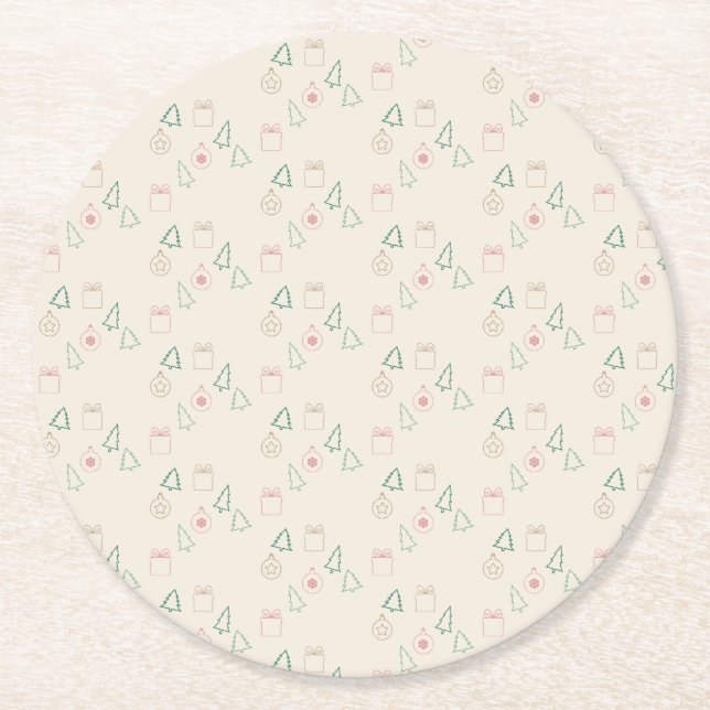 Posavasos Redondo De Papel Navidad Chic (Anverso)