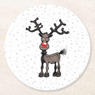 Posavasos Redondo De Papel Navidad estresante con Rudolf