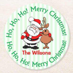 Posavasos Redondo De Papel Navidad personalizado lindo Papá Noel