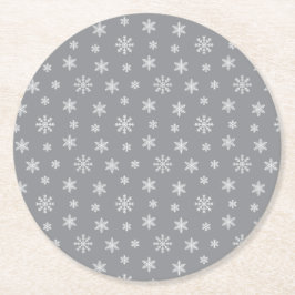 Posavasos Redondo De Papel Navidades con copos de nieve blancos con un diseño