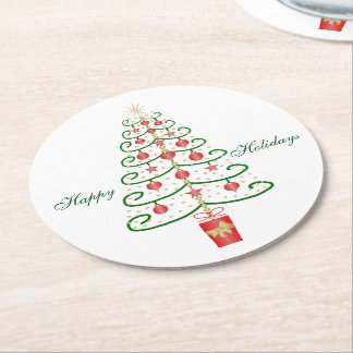 Posavasos Redondo De Papel Navidades de Árbol de Navidad