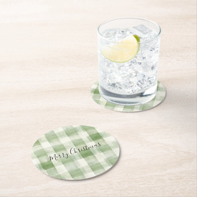 Posavasos Redondo De Papel Navidades de franjas de crema verde occidental (In situ)