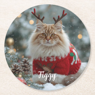 Posavasos Redondo De Papel Navidades de gatos forestales noruegos curados per